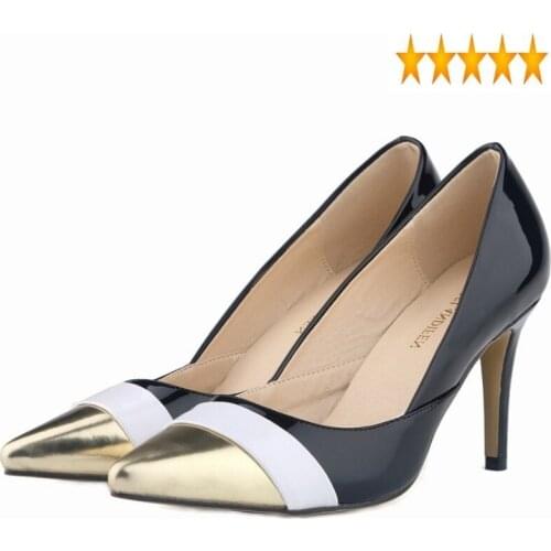Sexy 2021 Europear Match British Color Patent Leather Mid Thin Heel Pumps Pointed Toe Dress Shoes Female Tenis Feminino