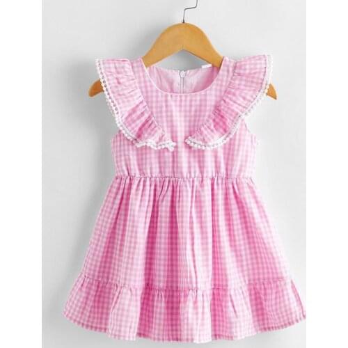 Girl Dress 2021 New Summer Toddler Baby Sleeveless Ruffles Costumes Kids Plaid Fashion Clothes Fancy Girls Princess Dresses