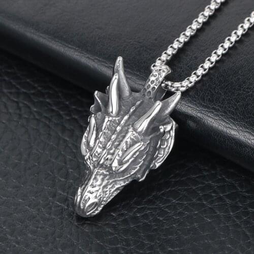 Domineering 316L Stainless Steel Dragon Pendant Motorcycle Party Biker Animal Head Pendant for Men Women Punk Hip Hop Jewelry