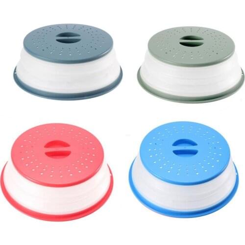 60%HOTProtective Cover Splash-proof Drain Basket PP Foldable Microwave Splash-proof Cover for Kitchen