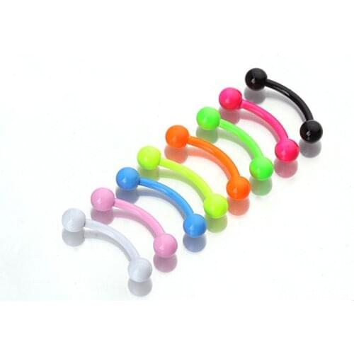 10Pcs Mixed Surgical Steel Colorful Paint Tongue Nose Rings Bar Lip Ring Helix Curved Barbells Balls Eyebrow Piercing Jewelry