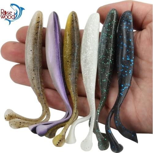 RoseWood 5pcs 5in 0.36oz Rabbit Ear Jerkbaits Soft Jerk Minnow Swimbait with Double Tail Baitfish Lures for Fishing Bass Trout