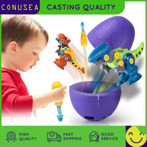 Diy Disassembly Assembly Dinosaur Blocks Toys Early Educational Nut Screwing Egg with Screwdriver for 3-7 Year Old Birthday Gift