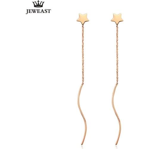 18K Pure Gold Earring Real AU 750 Solid Gold Earrings Beautiful Star Upscale Trendy Classic Party Fine Jewelry Hot Sell New 2020