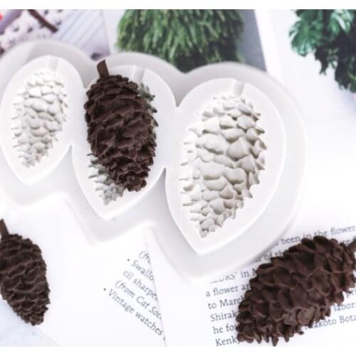3 Cavity Pine Cones Silicone Mold Fondant Mould Cake Decorating Tool Chocolate, Gumpastes Mold, Sugarcraft ,Kitchen Gadgets