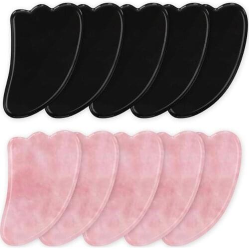 5/10pcs Obsidian Jade Stone Horn-shaped Gua Sha Scraper Rose Quartz Handmade Gua Sha Tool Anti Wrinkle Scraping Gouache Scraper