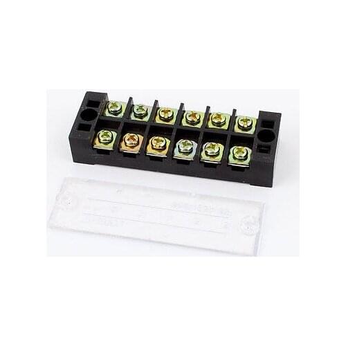 TB-2506 600V 25A 6 Positions Double Rows Covered Barrier Screw Terminal Block