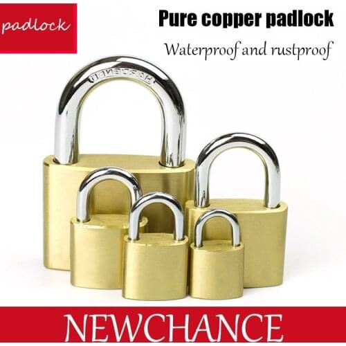 U-shaped lock Brass padlock wolf head brass lock small door lock 25mm 32mm 40mm 50mm 63mm full bronze lock core contains 3 keys