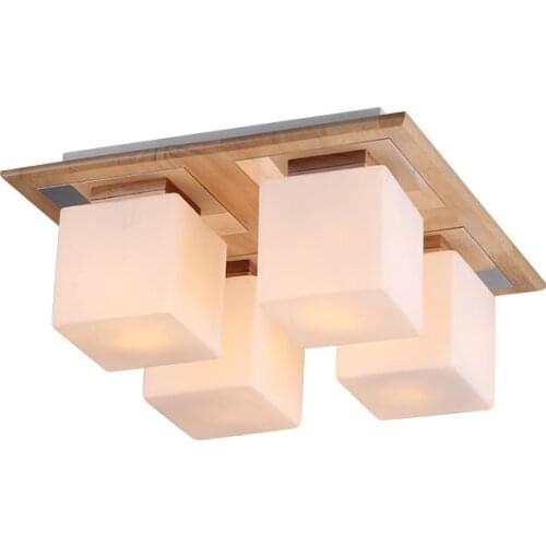 Japan Wooden Bedroom Ceiling Light White Square Glass Lampshade Living Room Ceiling Lamp Balcony Corridor Hallway ceiling lamps