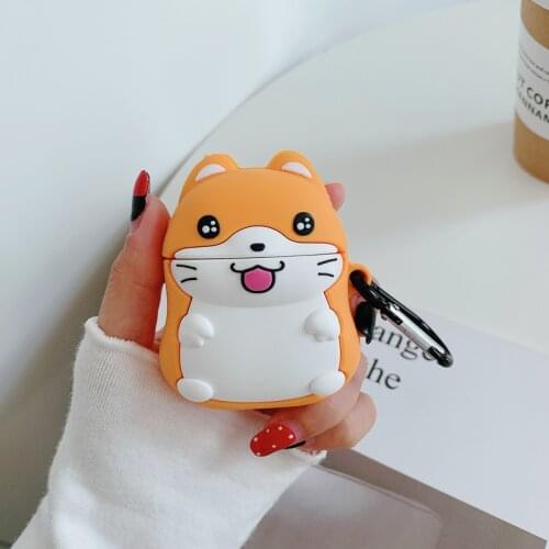 Earphone-Case for AirPods 1/2 Cute Hamster Design Protective Cover