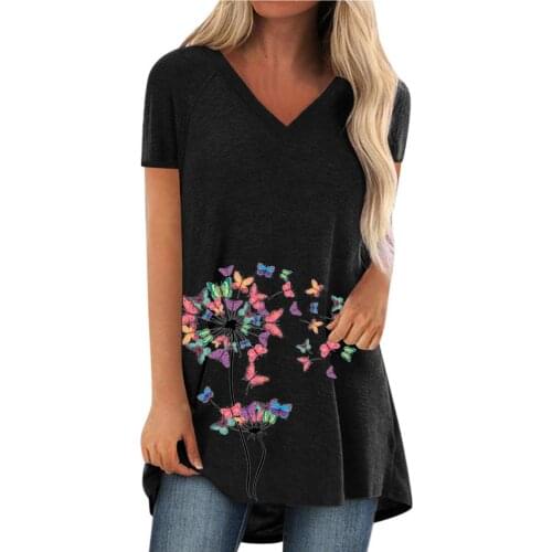 Women Casual Plus Size Blouse And Tops Printing V-Neck Short Sleeve Long Tunic Shirt Blouse Top блузки женские новинки