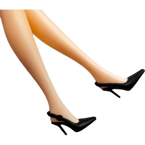 Fashion 10 Pairs/lot Office Lady Black High Heel Shoes For Barbie Doll Shoes 1/6 BJD Accessories Sandals Princess Foot Wear Toys