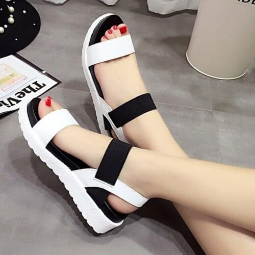 New Korean Fashion Fish Mouth Sandals Womens Platform Platform Elastic Buckle Roman Shoes Womens Sandals Women Shoes