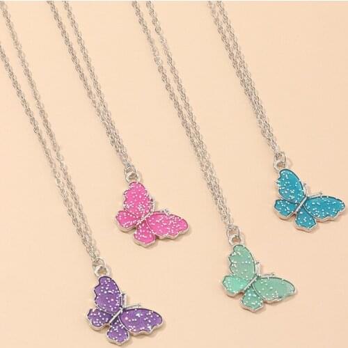 Cute Butterfly Necklace For Women Gold Color Long Chain Pendant Necklace Statement Fashion Charm Jewelry Valentines Day Gifts
