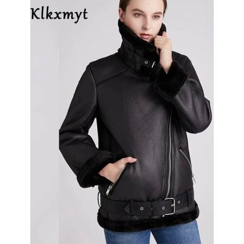 Klkxmyt Za Winter Coats Women Thicken Faux Leather Fur Coat Female Fur Lining Leather Jacket Aviator Jacket casaco feminino