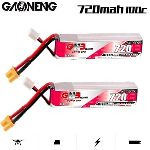 1-10Pcs GAONENG GNB for RC FPV Whoop Frame Kit Tinywhoop Racing Drone Max 200C 2S 7.6V 720mAh HV Lipo Battery With XT30U-F Plug
