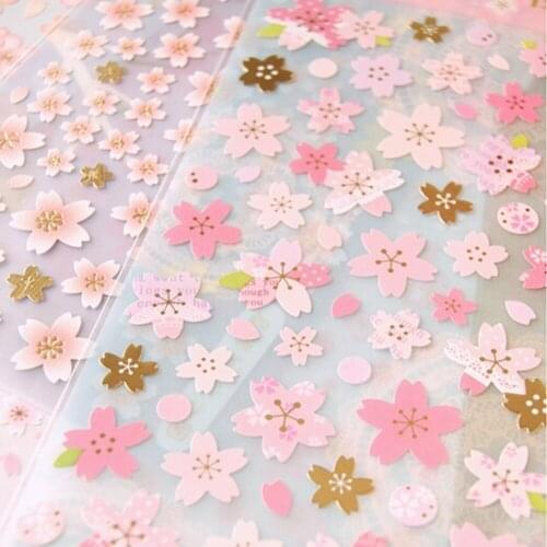 1 Sheet High Quality Waterproof Stickers Romantic Cherry Blossoms DIY Stickers Decorative Scrapbooking Diary Album Stick Label