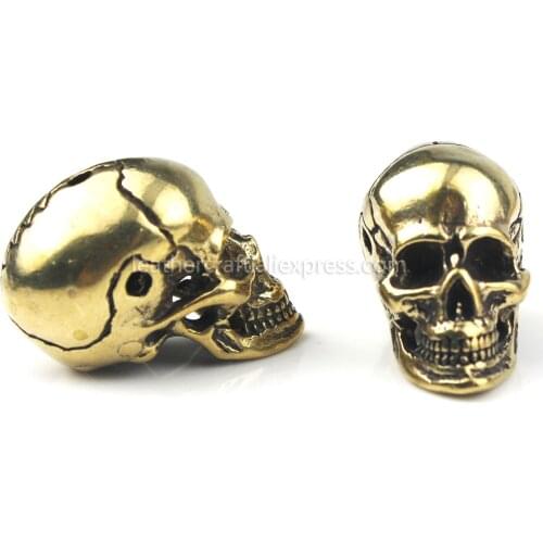 1x New Skull Pendant Retro Brass Casting Polished Punk Biker Pendant Leather Craft Garment Diy Hardware Accessories Pure brass