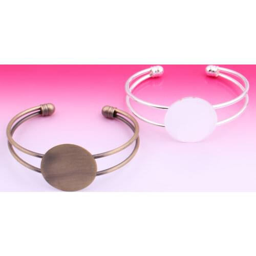 2pcs 25mm Flat Bracelet Blanks Copper Diy Jeweley Handmade Chains For Gem Glass Cabochon Beads