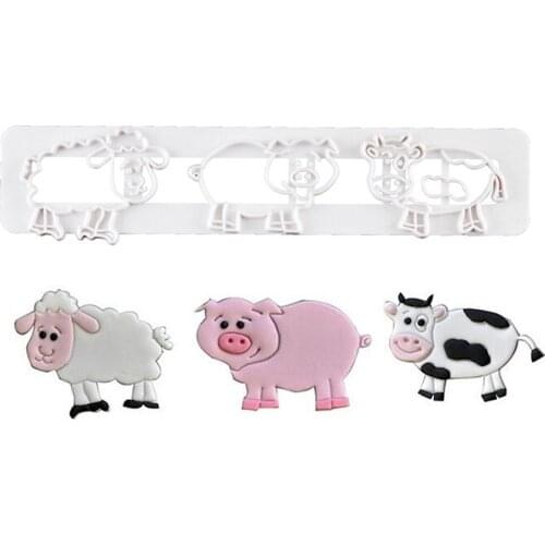 1PC Cute Pig Cow Sheep Shape Fondant Cutter Cake Mold Sugarcraft Mold Decorating Tools Pastry Biscuit Cake Molds