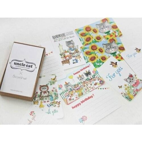10set/lot Cute Uncle Cat Bookmark set / 20pcs bookmark + 70pcs sticker + 10pcs card fashion gift students' prize