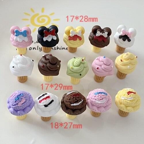 10Pcs Simulation Ice Cream 3D Miniatures Resin Cabochon Fake Food Doll Play Scrapbooking Craft DIY Hair Accessories Decoration