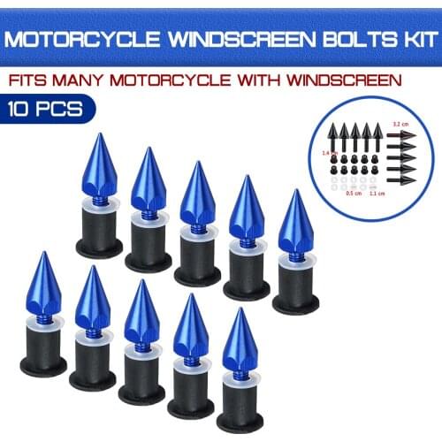 10pcs/set CNC Screw Mounting Nuts Fairing Screws Bolts Windscreen E-Bike Motorcycle Motorbike Windshield Bolts Kit