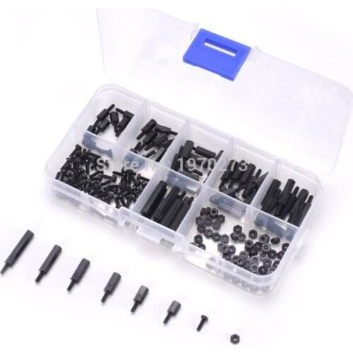 180pcs/Set M2 Nylon Hex Thread Standoff Spacers Screw Nut Hex Nuts Hex Spacers Stand-off Assortment Kit Set Box
