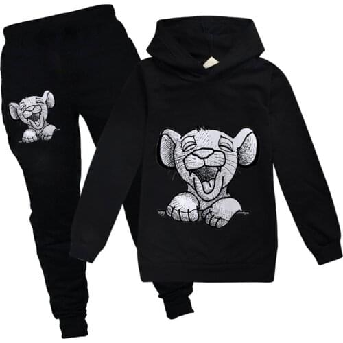Casual Lion King Simba Childrens Clothes for Girls Cartoon Clothing 2 PCS Set Long Sleeve Kids Baby Hoodies Teen