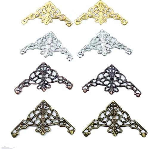20Pcs 30x57mm Metal Filigree Wraps Connectors Metal Crafts Gift Decoration DIY Jewelry