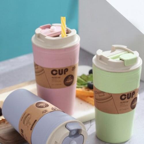 420ml Bamboo Charcoal Fiber Environmentally Friendly Wheat Straw Cup Office Travel Coffee Cup Simple Large Capacity Water Bottle