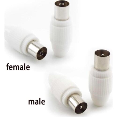 75-5 Free Welding RF Television Male Female Plug 9.5 TV RF Terminal Antenna Connector White Colour 9.5 Video Plug Adapters M