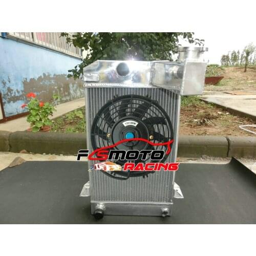 3ROW 62mm Aluminum Radiator + Fan Shroud For Triumph TR TR2 TR3 TR3A TR3B TR4 LONG REACH NECK MT 2.0L 1953-1957 Straight-4