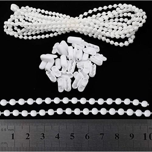 8 M Blind Beaded Chain And 10 Pcs Connect White Plastic Roller Blind Chain Repair，Roller Curtain Bead Rope,Blind Beaded