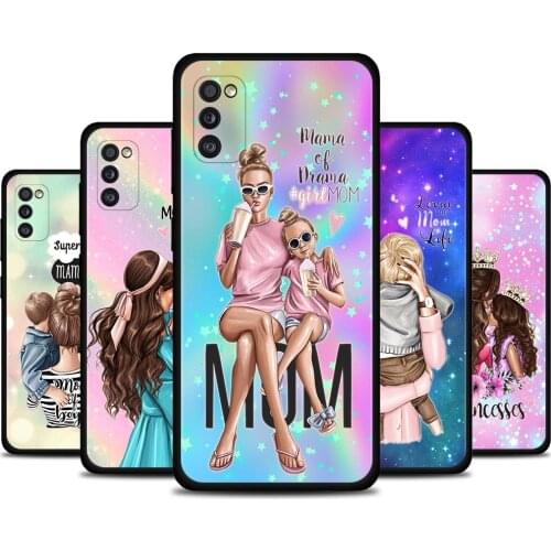 Phone Coque For Samsung A91 A72 A71 A52 A51 A42 A41 A32 A31 Black Cover Soft Case TPU Fundas Baby Mom Girl