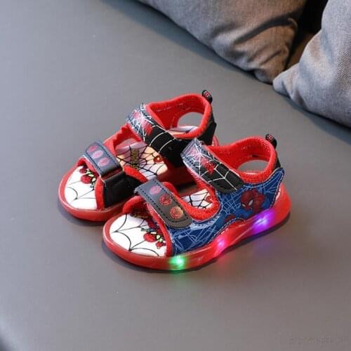 Spiderman Children Breathable Sandals Unisex Glowing Casual Sandals Girls Led Light Up Shoes Boys Luminous Sandal