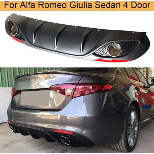 Car Rear Bumper Diffuser Lip Spoiler For Alfa Romeo Giulia Sedan 4 Door 2016 - 2020 Quadrifoglio TI Rear Diffuser with Exhaust