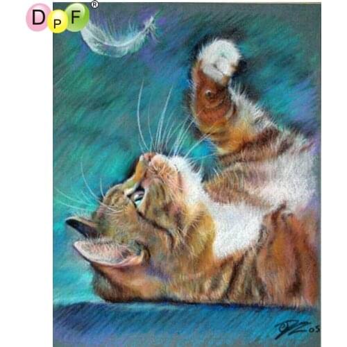 DPF The cat feathers 5D crafts diamond mosaic square diamond painting cross stitch wall painting home decor diamond embroidery