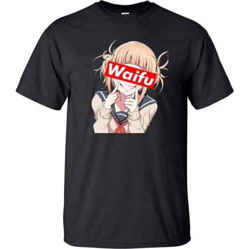 Neko Girl Waifu Tshirt Men My Hero Funny Academia Black Tshirt Summer Cotton Short Sleeve Ahegao Harajuku Kawaii Girl T-Shirt