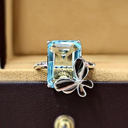 High Quality Fashion 100% 925 Sterling Silver New Secret Garden Yellow Blue Zircon Butterfly Ring Ladybug Female Jewelry