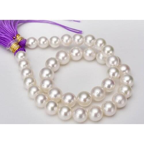 AAA 12-13mm round Natural White Pearl Necklace 18"