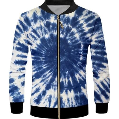 IFPD EU Size Tie Dye New Zip Up Jackets Spring And Fall Long-sleeved Coats Casual Loose 3D Printed Male Streetwear Dropshipping