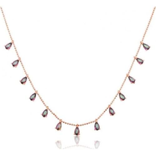 KUTAYDAN 925 Sterling Silver Mystic Topaz Fortune Necklace