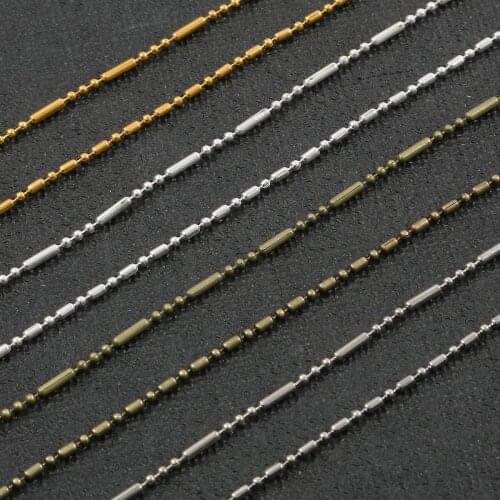 1/5Meters 1.5mm Gold Silver Rhodium Color Metal Round Ball Bead Chains Bulk Link Chains for DIY Necklace Bracelet Jewelry Making