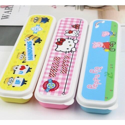 Cute cartoon childrens tableware Student portable food grade 304 stainless steel tableware Spoon, fork and chopsticks set