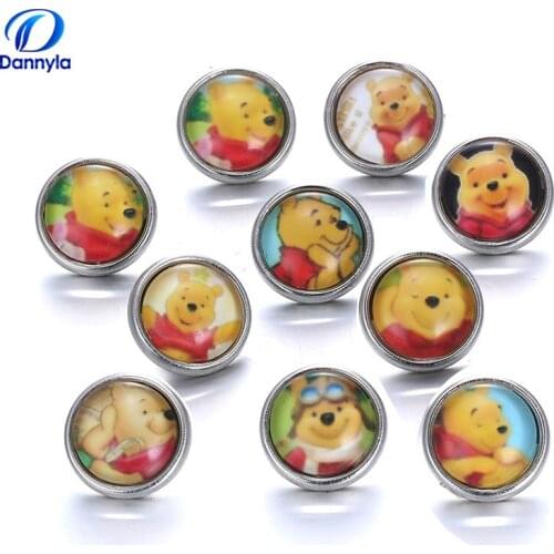 Cute Cartoon Cat Monkey Princess Mix Style 12mm Snap Button Charms LSSN12MM45-74