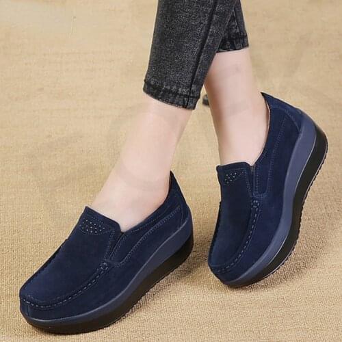 Spring Autumn Women Flats Platform Loafers Ladies Work Genuine Leather Comfort Soft Moccasins Nursing Casual Shoes Tennis Female