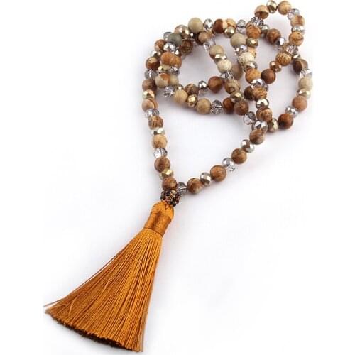 MOODPC Fashion Bohemian Tribal, Rustic Soldered Artisan Long Tassel Jewelry Crystal and Stone Necklace