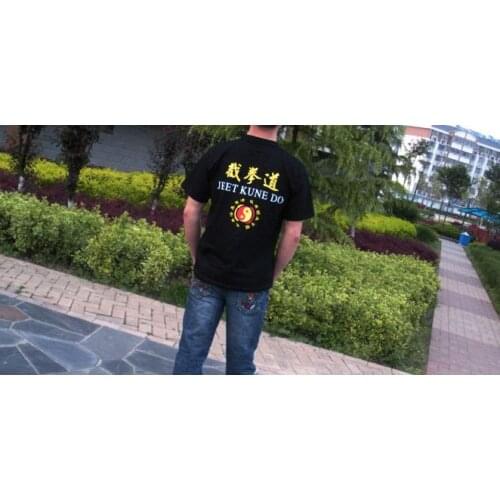 New cotton black Summer Jeet kune do sports T-shirt Round collar JKD short sleeve tee shirts martial arts training suits