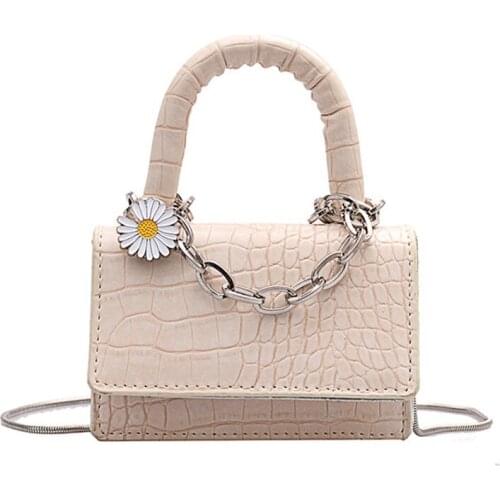 2020 New Women Crocodile Pattern Mini Flap Handbag Fashion Chain Daisy Crossbody Chic Female Shoulder Bag Tote Bag